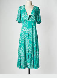 Robe mi-longue col v vert GRACE & MILA femme