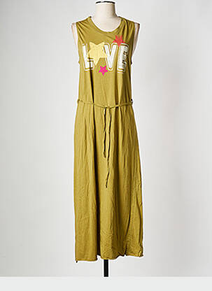 Robe mi-longue col rond vert LEON & HARPER femme