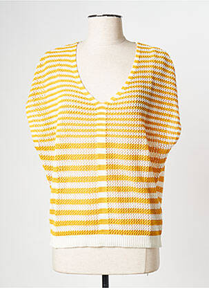 Pull col v jaune BREAL femme