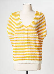 Pull col v jaune BREAL femme