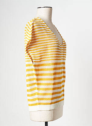 Pull col v jaune BREAL femme