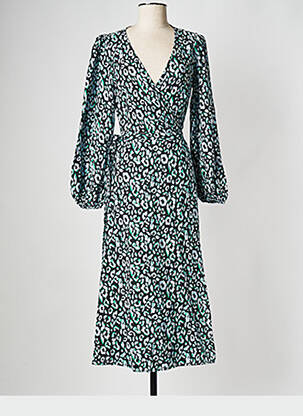 Robe mi-longue col v noir OBJECT femme