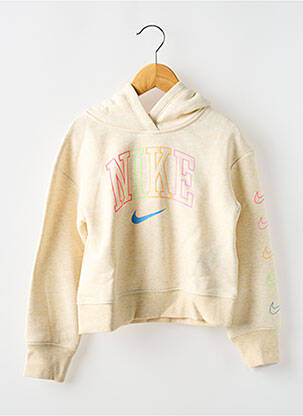 Sweat-shirt à capuche col rond beige NIKE fille