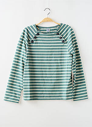 Pull col rond vert PETIT BATEAU femme