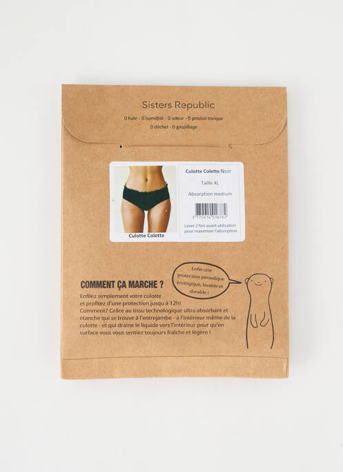 Culotte menstruelle noir SISTERS REPUBLIC femme