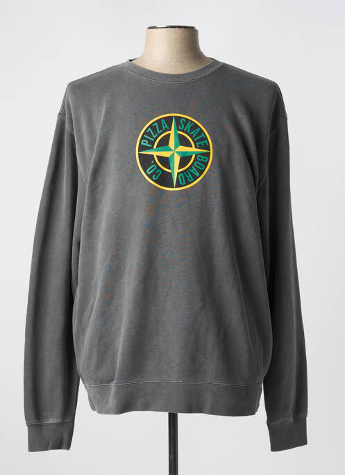 Sweat-shirt noir PIZZA SKATEBOARD pour homme