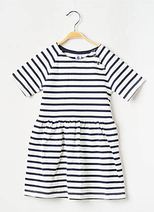 Robe mi-longue col rond blanc PETIT BATEAU fille