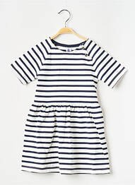 Robe mi-longue col rond blanc PETIT BATEAU fille