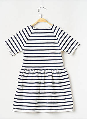 Robe mi-longue col rond blanc PETIT BATEAU fille