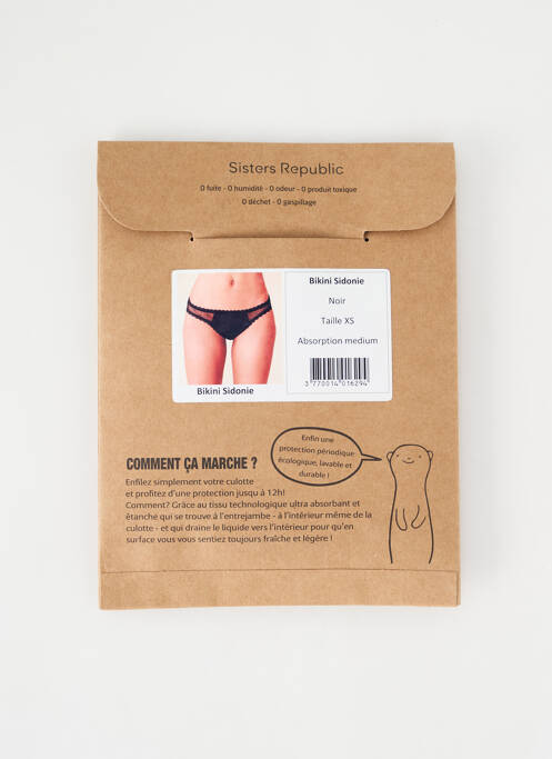 Culotte menstruelle noir SISTERS REPUBLIC femme