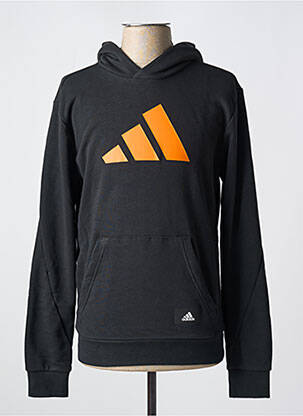 Sweat-shirt à capuche col rond noir ADIDAS homme