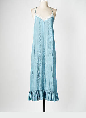 Robe mi-longue col v bleu SEE U SOON femme
