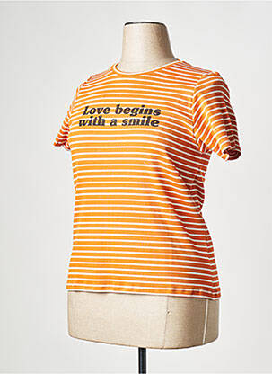 T-shirt col rond orange LA FEE MARABOUTEE femme