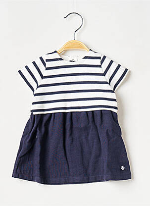 Robe mi-longue col rond blanc PETIT BATEAU fille