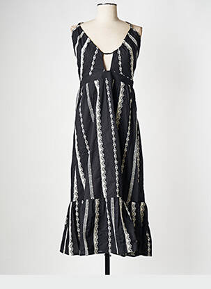 Robe mi-longue col rond noir SUNCOO femme