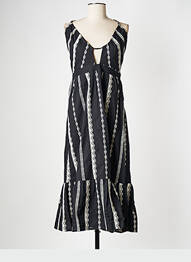 Robe mi-longue col rond noir SUNCOO femme