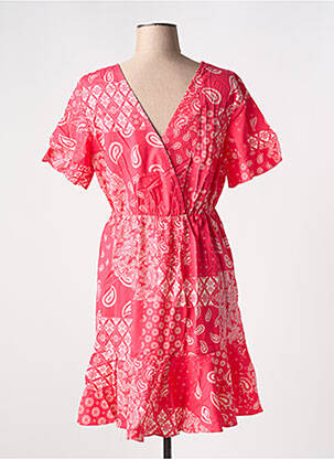 Robe courte col rond rose GRACE & MILA femme