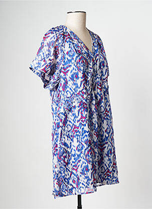 Robe courte col v bleu SEE U SOON femme