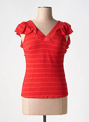 Top col v rouge VILA femme
