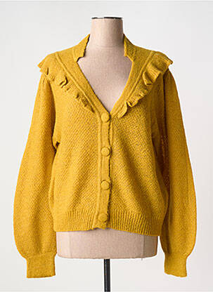 Gilet manches longues col v jaune ATELIER REVE femme