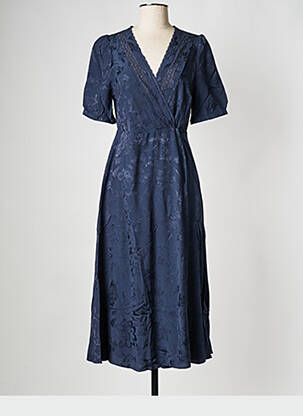Robe longue col v bleu ATELIER REVE femme