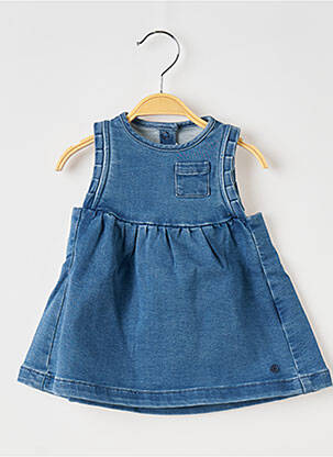 Robe mi-longue col rond bleu PETIT BATEAU fille