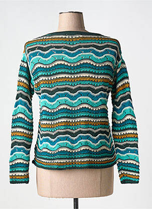 Pull col rond vert LA FEE MARABOUTEE femme