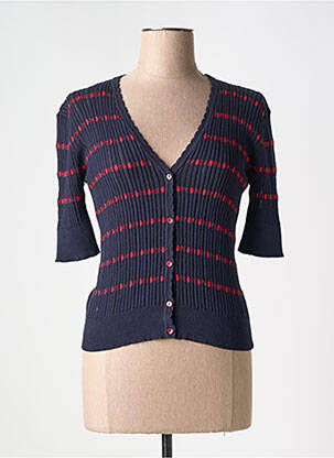 Gilet manches courtes col v bleu LA PETITE FRANCAISE femme