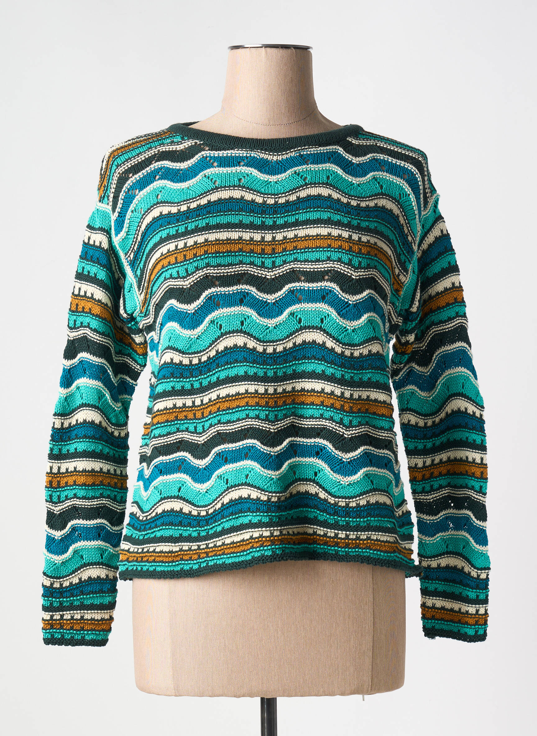 Pull Col Rond Vert La Fee Maraboutee Femme 2535245-vert00 Modz