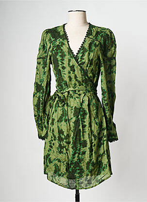 Robe courte col v vert ATELIER REVE femme