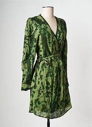 Robe courte col v vert ATELIER REVE femme