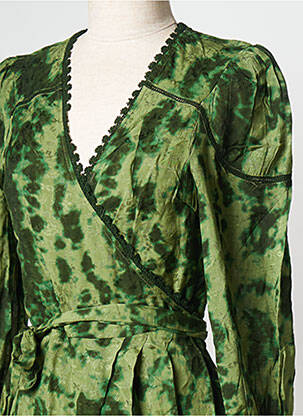 Robe courte col v vert ATELIER REVE femme