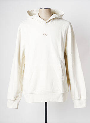 Sweat-shirt à capuche col rond blanc CALVIN KLEIN homme