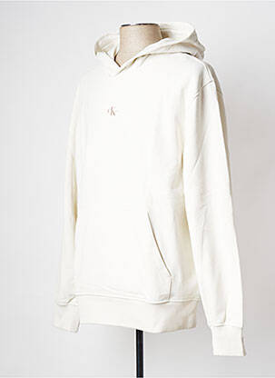 Sweat-shirt à capuche col rond blanc CALVIN KLEIN homme