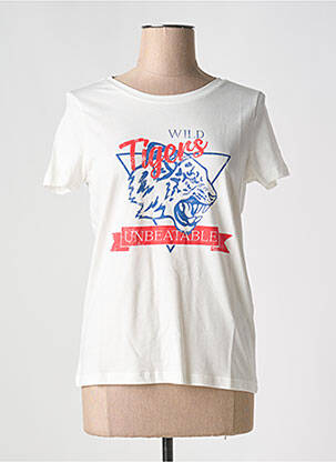 T-shirt col rond blanc ICHI femme