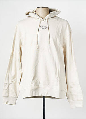 Sweat-shirt à capuche col rond blanc CALVIN KLEIN homme