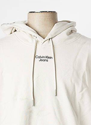 Sweat-shirt à capuche col rond blanc CALVIN KLEIN homme