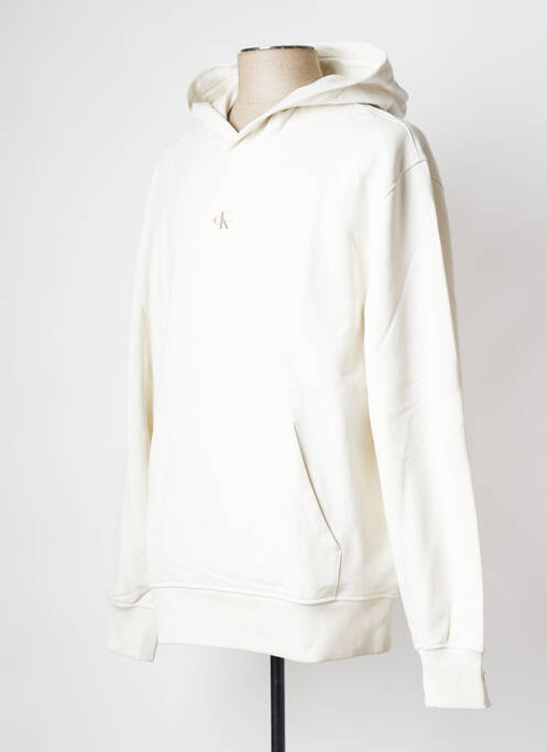 Sweat-shirt à capuche blanc CALVIN KLEIN homme