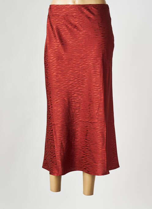 Jupe mi-longue orange SEE U SOON pour femme