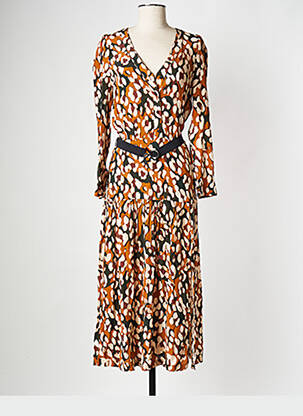 Robe longue col v orange LA PETITE FRANCAISE femme