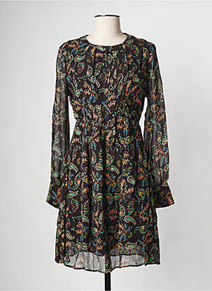 Robe courte col rond noir LEON & HARPER femme
