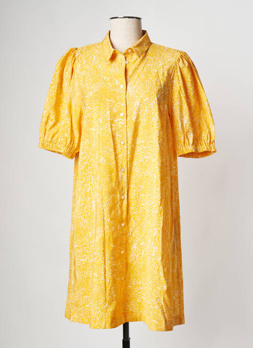 Robe courte jaune ICHI pour femme