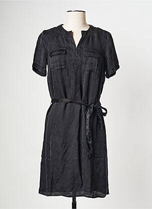 Robe courte col rond noir IKKS femme