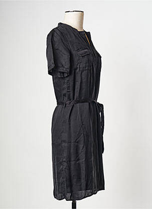 Robe courte col rond noir IKKS femme