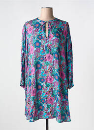 Robe courte col v bleu WILD femme