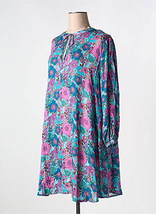 Robe courte col v bleu WILD femme