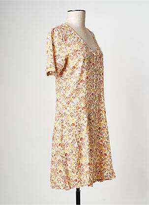 Robe courte col v orange OBJECT femme