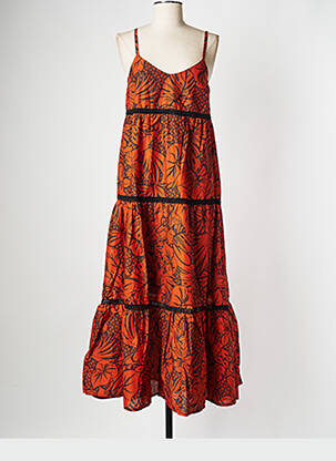 Robe longue col v orange LA FEE MARABOUTEE femme