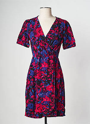 Robe courte col v rose PIECES femme