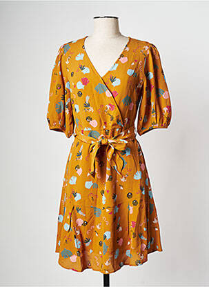 Robe courte col v jaune I.CODE (By IKKS) femme